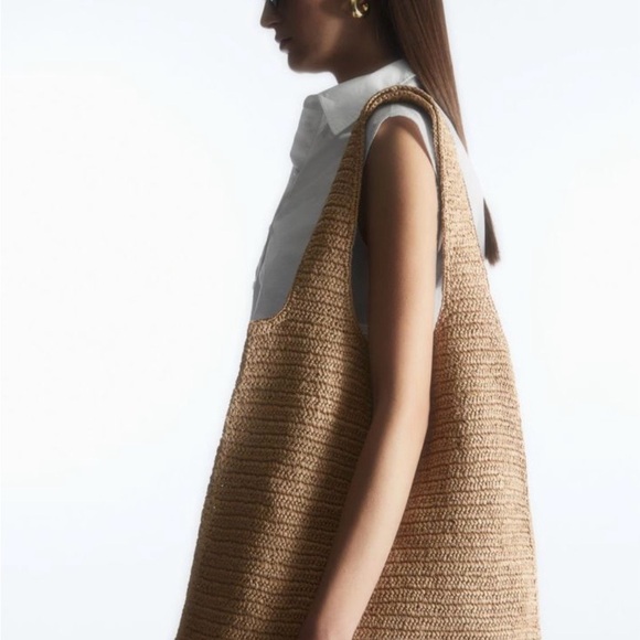 COS Oversized Shopper Raffia Hobo Bag - Picture 1 of 8